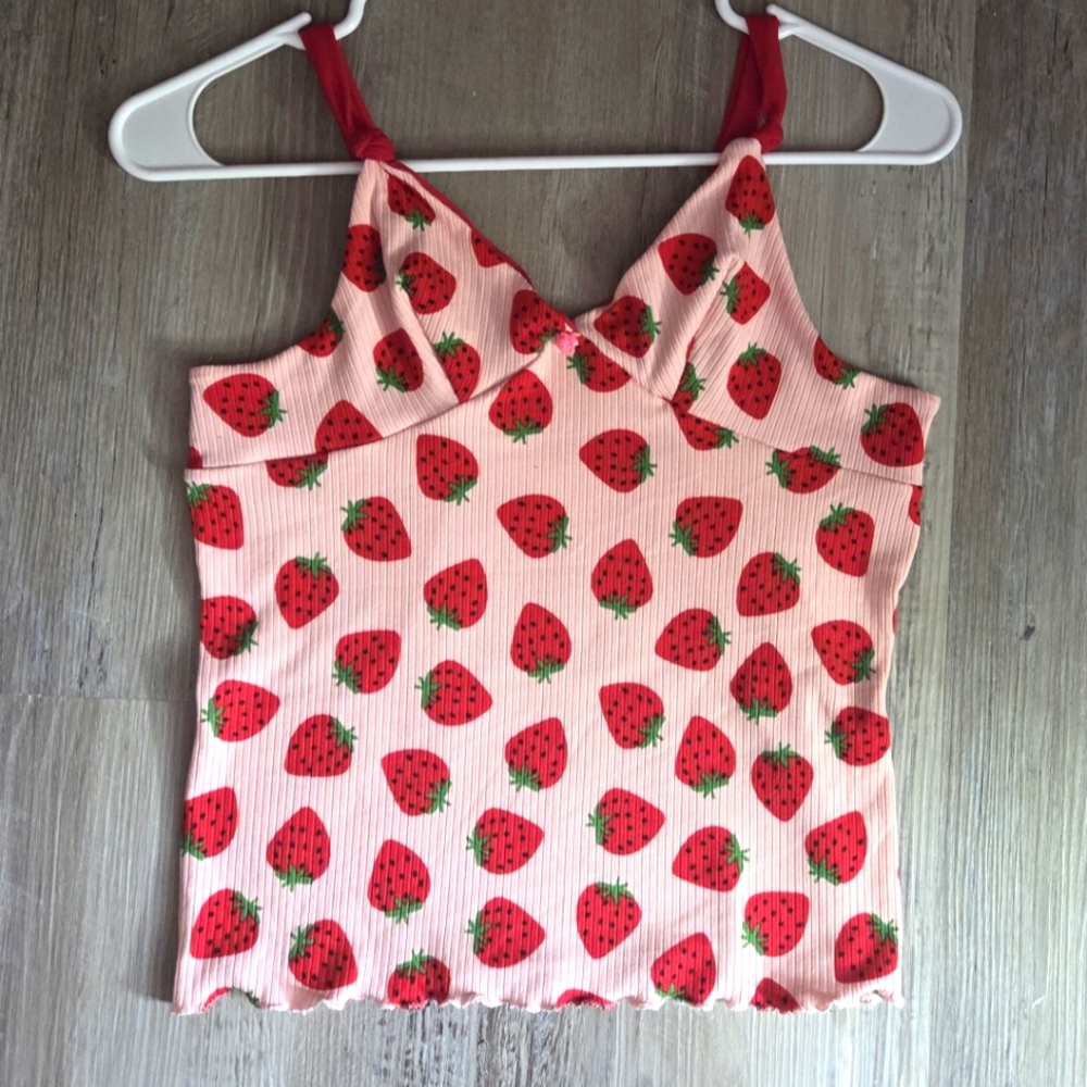 Hand Sewn One Of A Kind Strawberry Print Tank Top